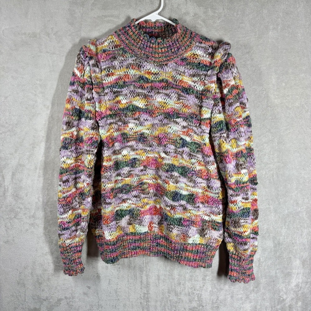 Democracy Colorful Chunky Rainbow Sweater Size 2X Eclectic Arty Dopamine Teacher